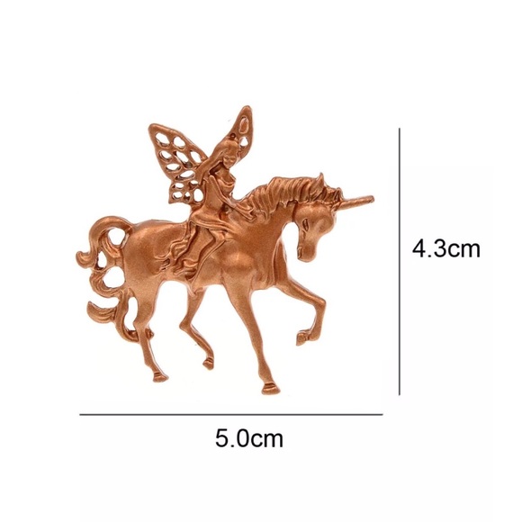 Rose gold matte finish unicorn Fairy Brooch.NWT - Picture 3 of 3